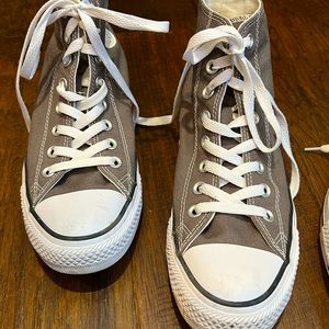 Converse, grey hightop sneakers, size 9 women’s/7 men’s